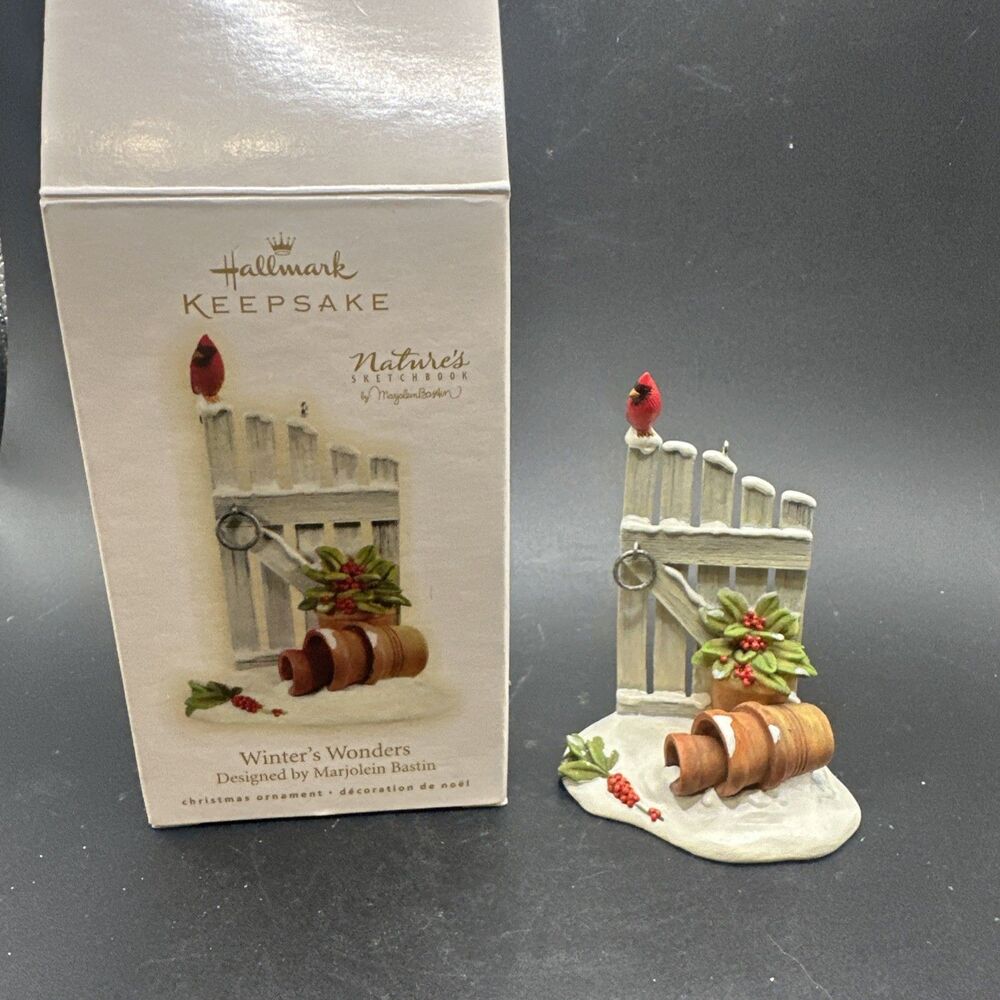 Hallmark Keepsake Winters Wonders Marjolein Bastin Cardinal Flower Pots 2009